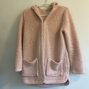 Pink teddy fleece Hooded Sherpa fleece, ultra comfy cardigan sweater jacket